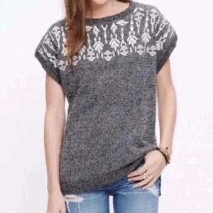 Madewell Womens Size XS Gray Knit Tunic Short Sleeve Top Crewneck.